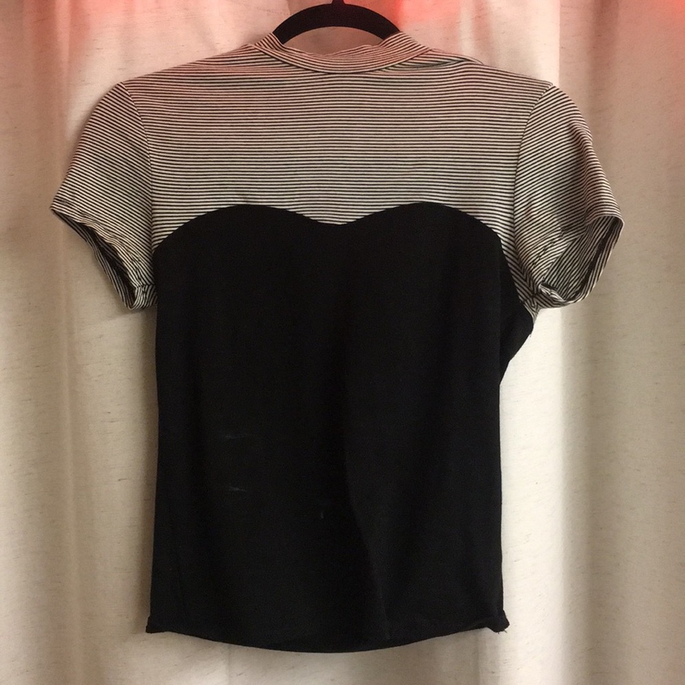 Black and white high neck top